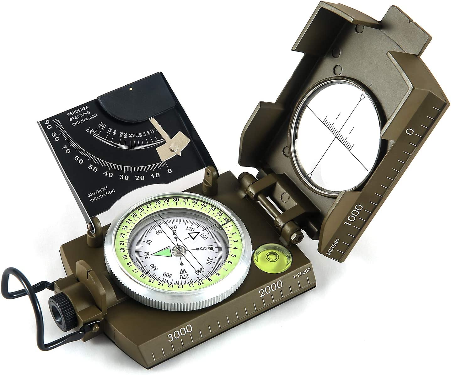 Eyeskey Multifunctional Military Metal Sighting Navigation Compass with Inclinometer